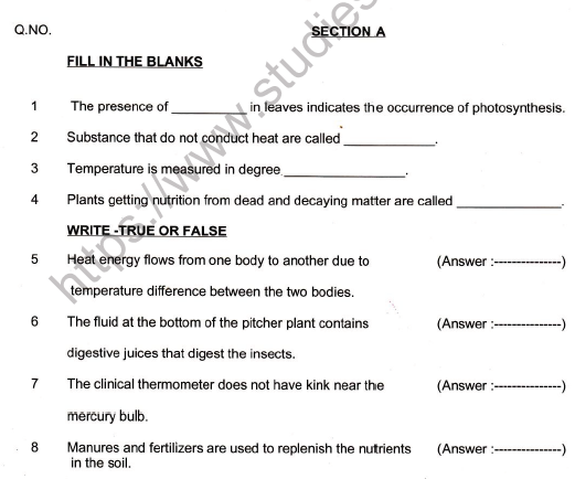 Cbse Class 7 Science Heat Worksheets With Answers Chapter 4 Cbse Class 7 Science Respiration 